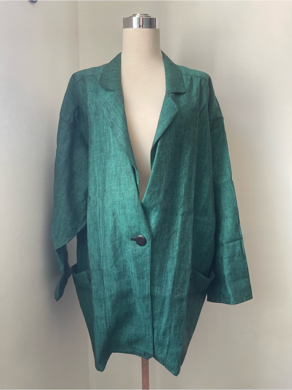 Relaxed Emerald Green Single-Button Blazer